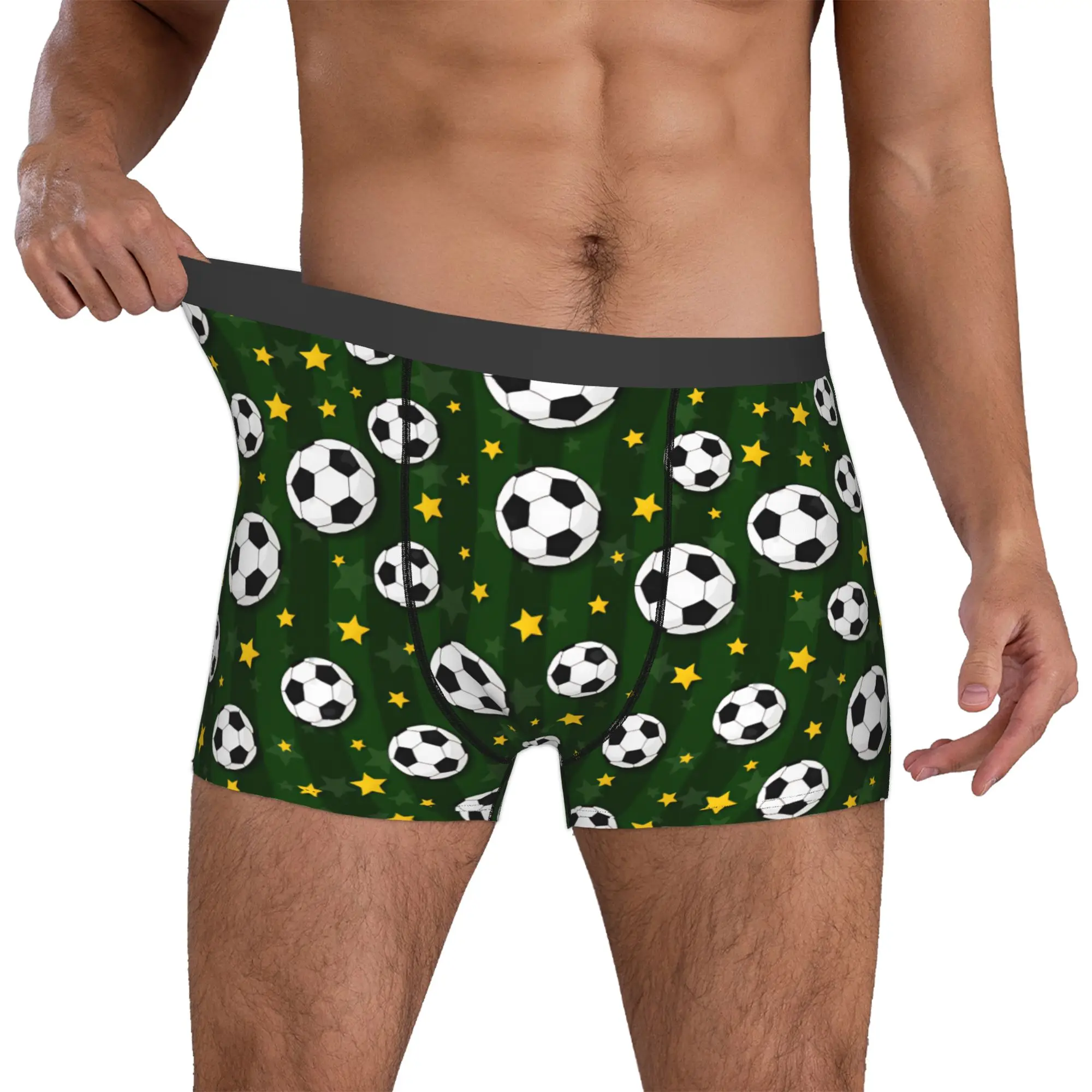 Stars Soccerly Seamless Pattern Underwear Men Print Footbally  Boxer Shorts Panties Briefs Breathable Underpants