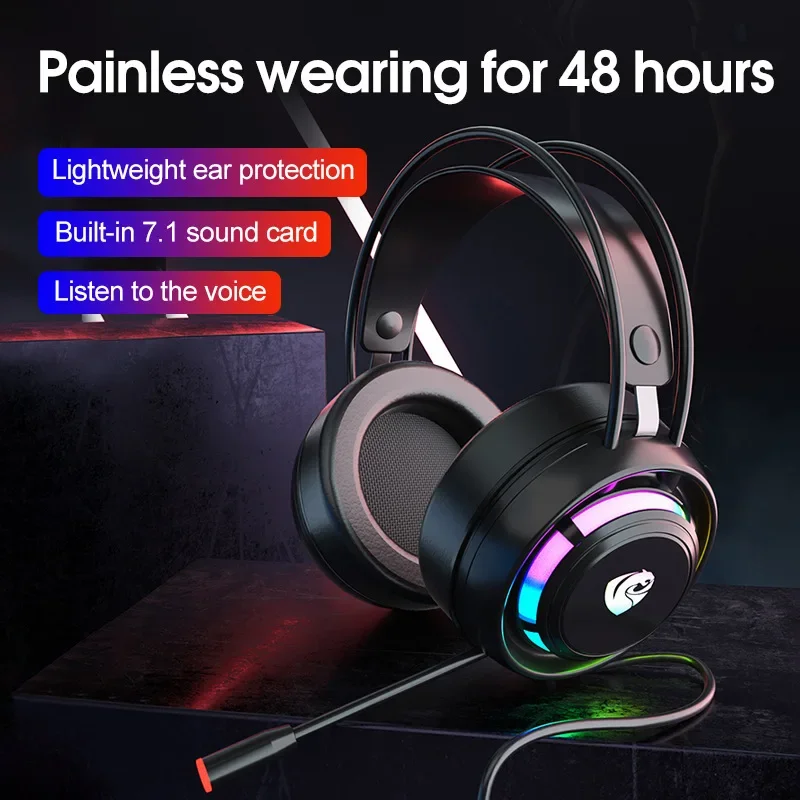 Psh-300 Wired Gaming Headset 7.1 Channel Surround Sound Bass Boost Overhead Design For Computer Games Microphone