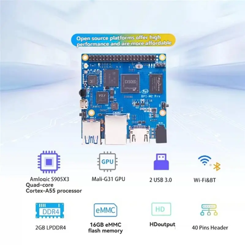 Efficientt-For Banana PI BPI-M2 Pro Amlogic S905X3 Quad-Core Processor 2GB+ 16GB Electronic Control Board Raspbian Image Support