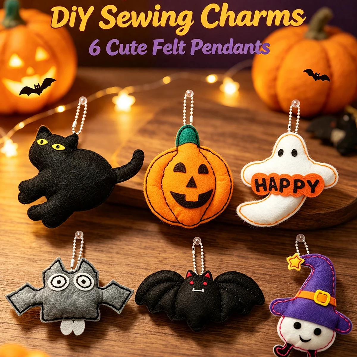 DIY Sewing Art Carfts Kit For Kids, Christmas Halloween Ornament Handcrafted Keychain Hand Sewn Game Gifts