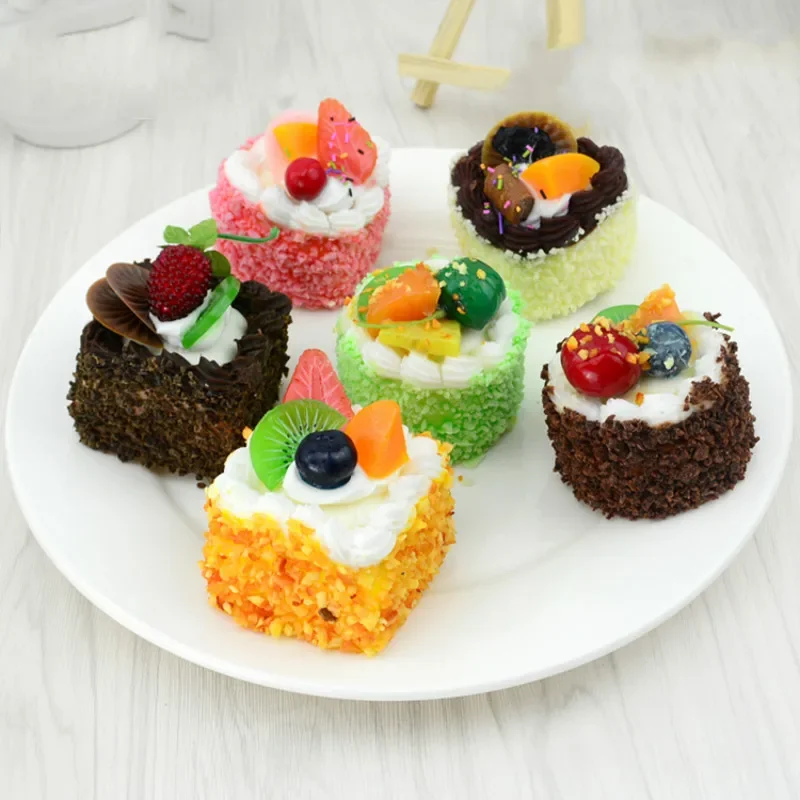 1Pcs Artificial Kitchen Fruit Cakes Dessert Fake Food Decoration Photography Pro Food Simulation Cake Model Tea Table Decoration