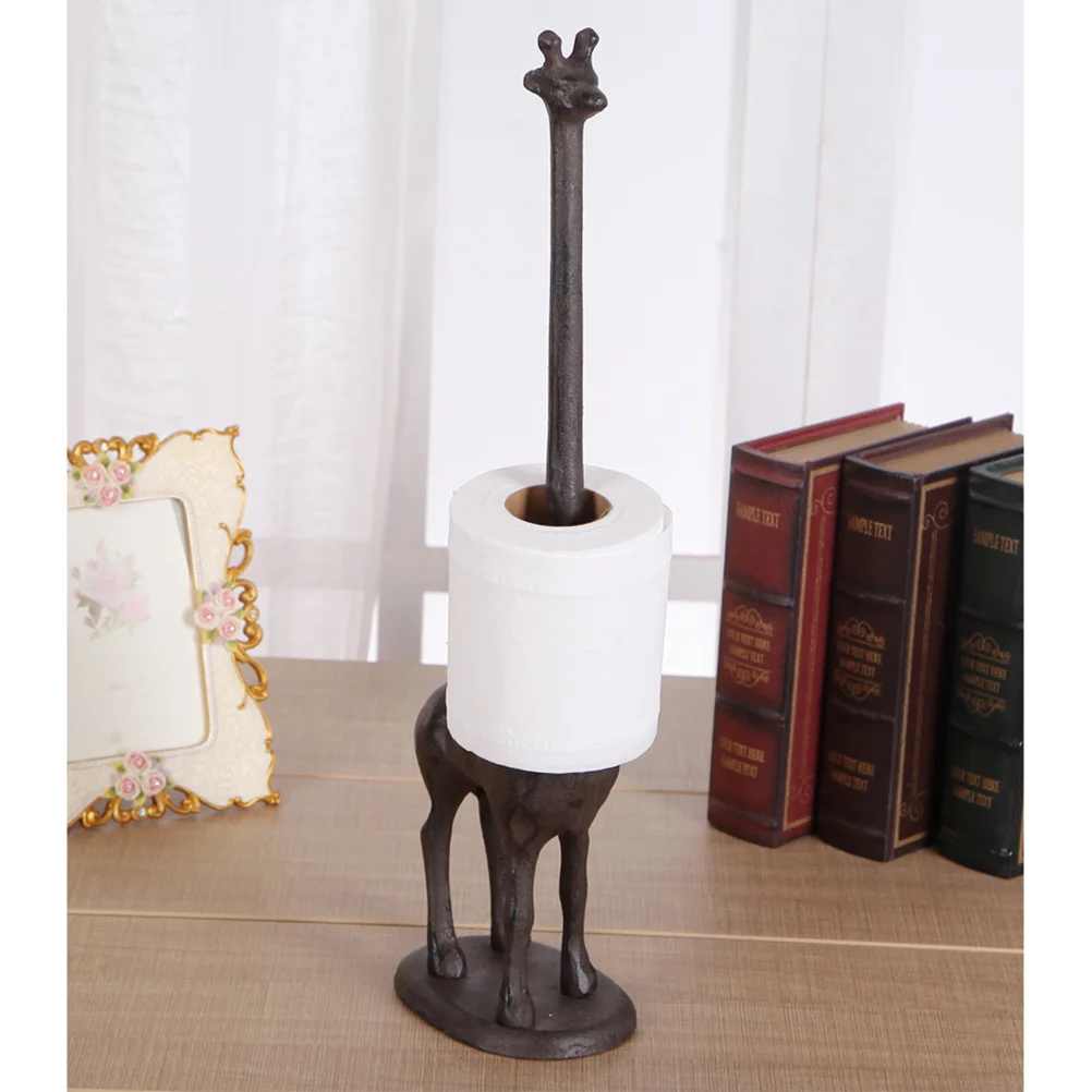 

Iron Giraffe Tissue Holder Vintage Decorative Ornament for Living Room Office Hallway Creative Giraffe Shape Tissue Rack