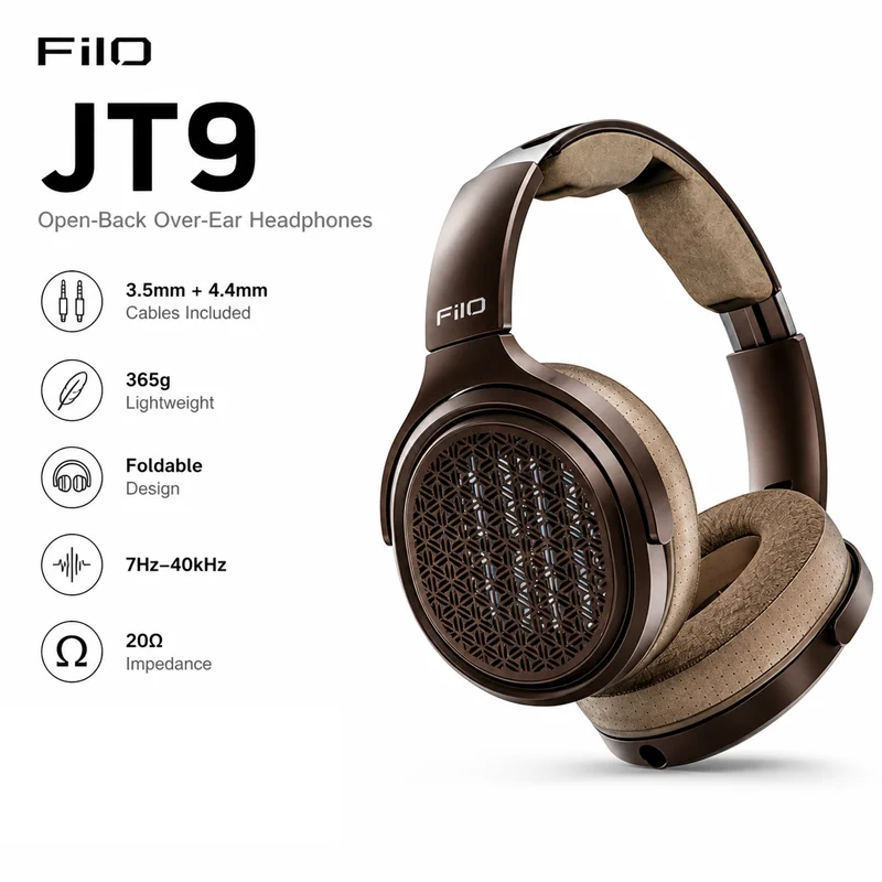 FiiO JT9 Open Back Planar Headphone Wired Over Ear Hifi Music Foldable Headset 3 5Mm 4 4Mm Audio Jack For Audiophiles
