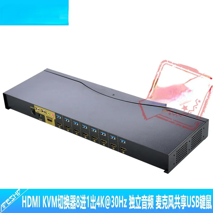 

KVM Switch 8-in 1-out USB Key Mouse 4K@30Hz Independent Audio Microphone 8-way HDMI Shared Switch Вейп Tools