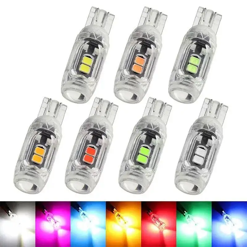 10Pcs Flash Strobe T10-2835-5SMD W5W LED Bulb12V 6500K Car Interior Dome  Trunk License Plate Wedge Side Lights