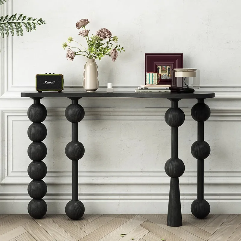 Vintage Narrow Entryway Table Creative Solid Wood Console Tables for Hallway Wall Leaner Desk Minimalist Corridor Sofa Table image 5