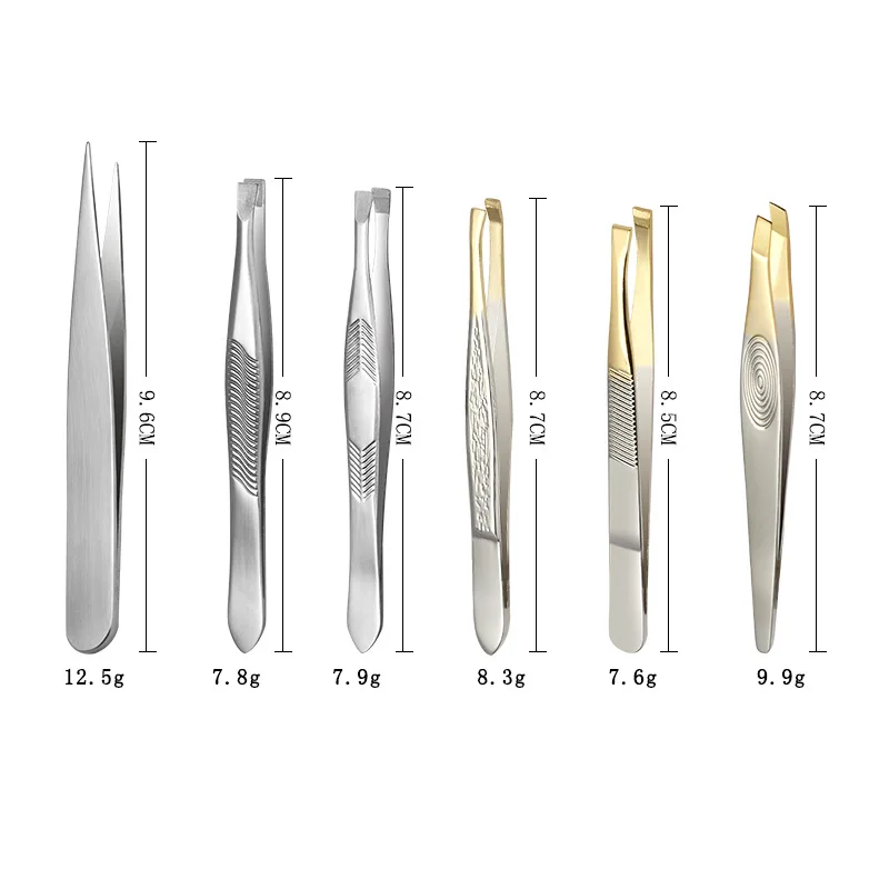 Eyebrow Tweezer Stainless Steel Beauty Clip Slant Tip Flat Tip Eyebrow Tweezer Clip for Eyebrow Trimming Face Hair Removal Tools