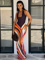 Robe longue sexy imprimée pour femme, col en V profond, sans manches, dos nu, moulante, pour les fêtes, collection été 2026, robe de soirée pour femme 5