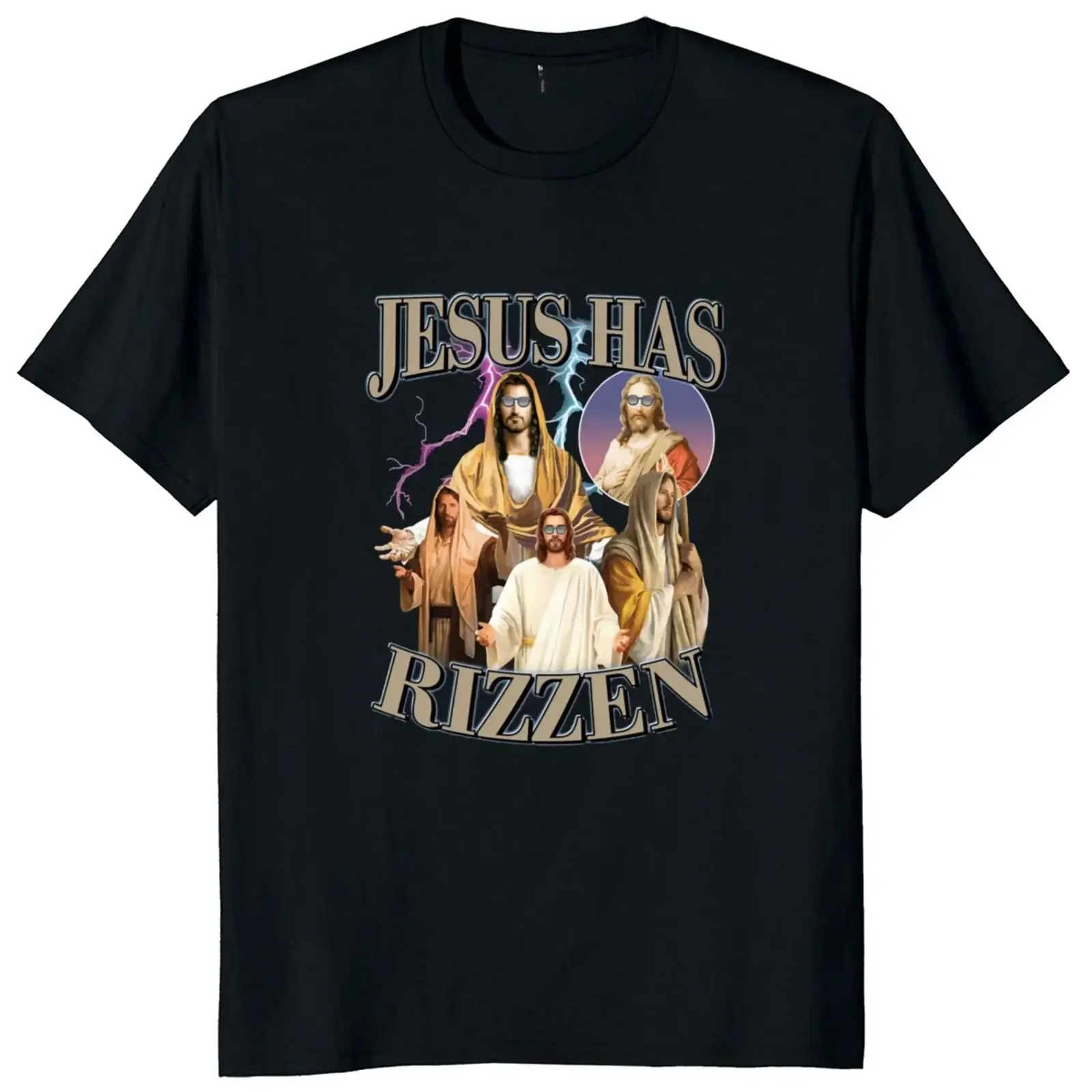 Rizzen T Shirt Retro hıristiyan dini vardır Harajuku  % 100% pamuk Unisex o-boyun yaz men clothing  harajuku image 2
