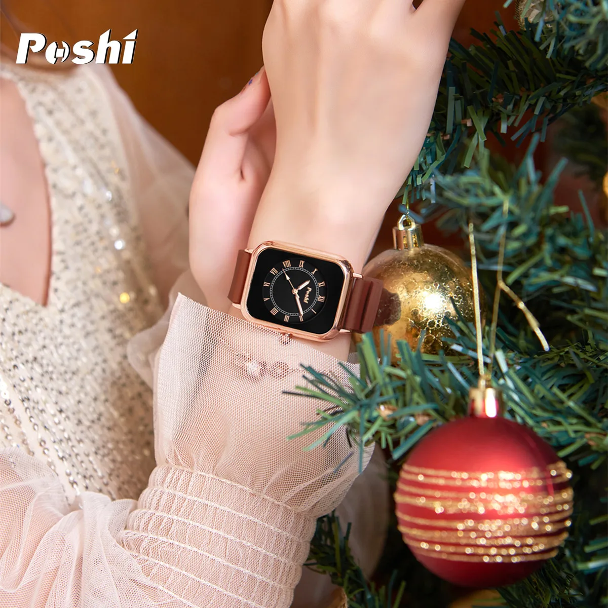 POSHI Original Quartz Wrist Watch for Women Simple Elegant Women\'s Watches Waterproof Silicone Strap Trend Fashion Style