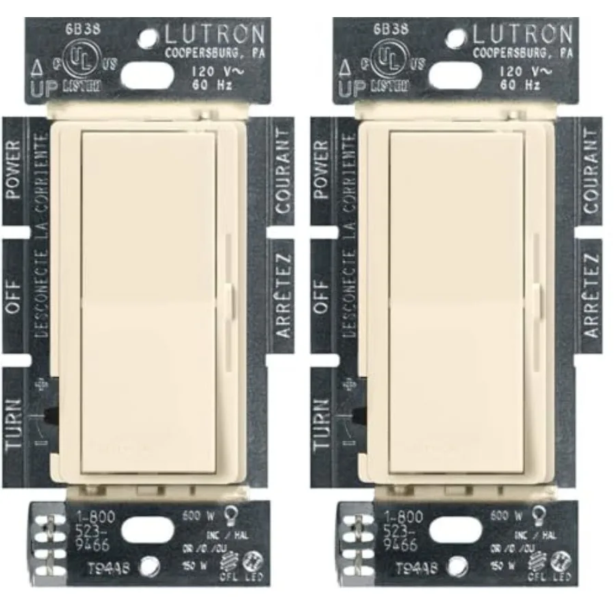 

Диммер Diva LED+ для диммируемых светодиодных, галогенных и ламп накаливания ламп накаливания мощностью 150 Вт/однополюсный или трехполюсный, DVCL-153P-AL, цвет миндальный, упаковка из 2 шт.