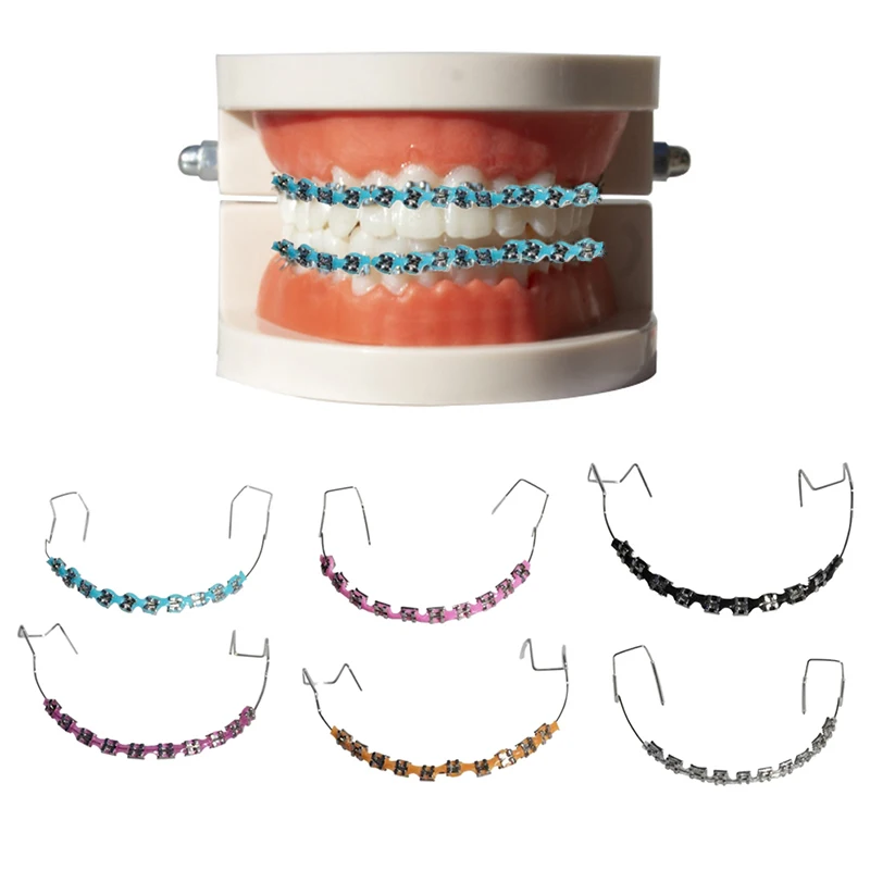 1 Pair Colorful Hook Temporary Tooth Decor Diamond Braces With Metal Wires Oral Bracket Orthodontic Ligature Ties Dental Fashion