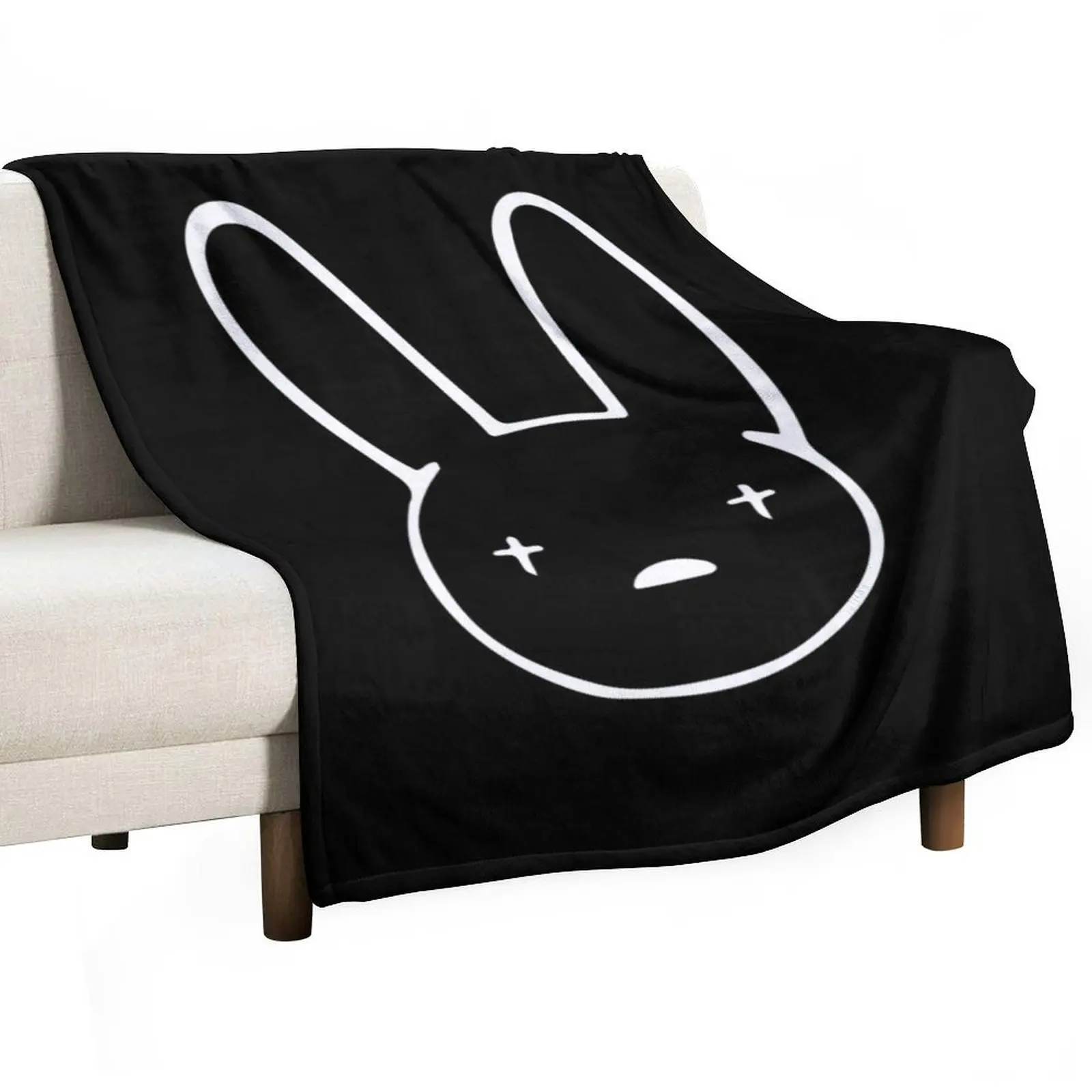 Bad Bunny Oasis Logo (White on Black) Throw Blanket Nap Shaggy Beach Flannel Weighted Blankets