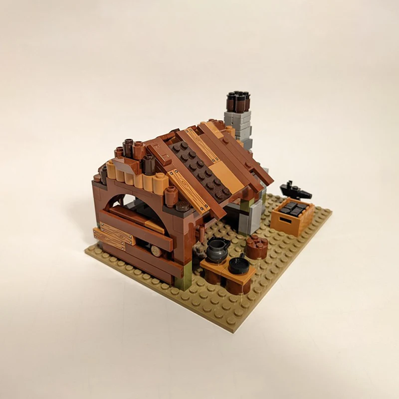 1425 قطعة MOC منزل الحداد القرون الوسطى وحدات اللبنات نموذج التعليمية لتقوم بها بنفسك لعبة التجميع للأولاد الهدايا