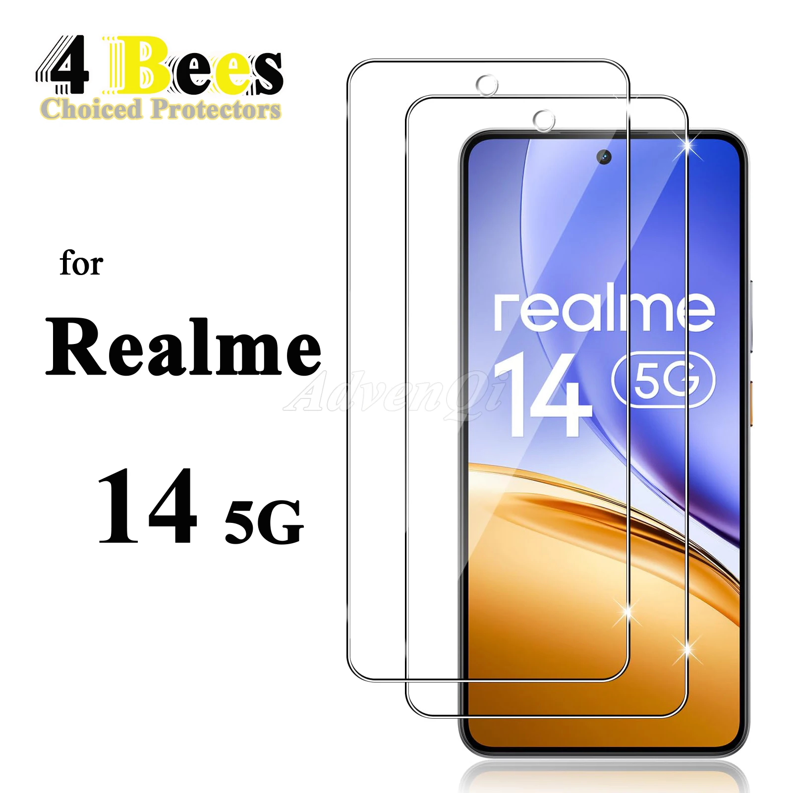 1-4 Stück gehärtetes Glas für Realme 14 Displayschutzfolie, schützende Mica-Kristallfolie, kratzfest, case-freundlich