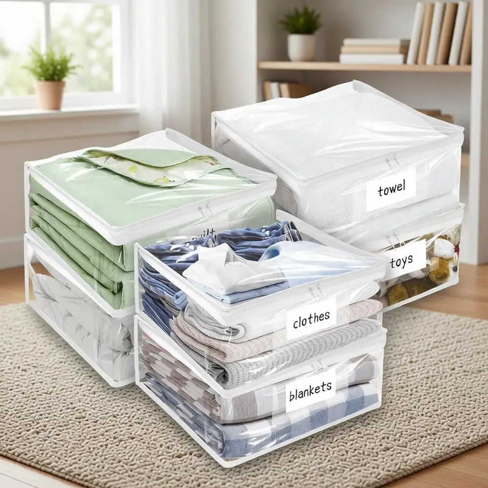 

Прозрачные виниловые сумки для хранения на молнии, набор из 6 штук, прочные, для одежды, постельного белья и многого другого (15x12x5 дюймов)