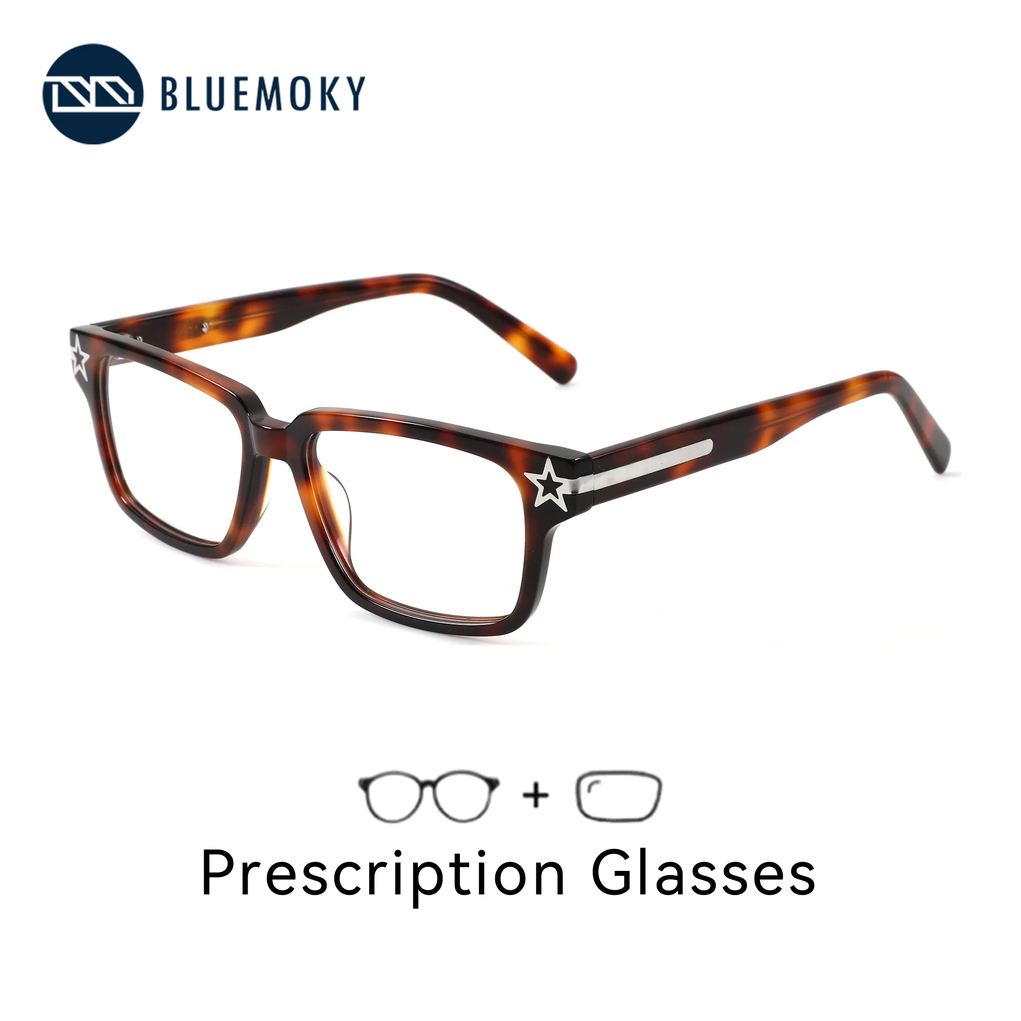 BLUEMOKY M Size Acetate Rectangle Prescription Glasses For Men Myopia Optical Lenses Progressive Multifocal Degree Glasses