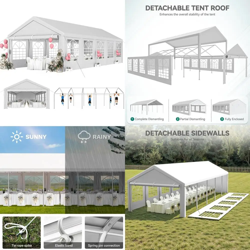 

Прочная палатка для свадебной вечеринки на открытом воздухе размером 16x32 фута с рамой из оцинкованной стали и съемным навесом для мероприятий