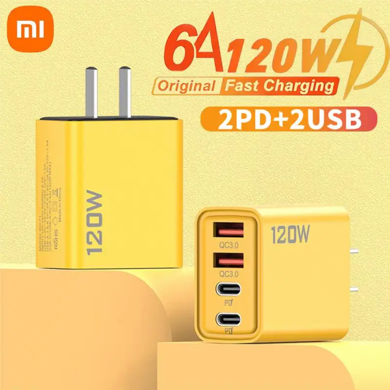 Xiaomi 4 Ports 120W Fast Charging USB Type C Charger PD QC 3.0 USB C Charger EU/US/UK Plug Adapter For iphone Huawei Samsung