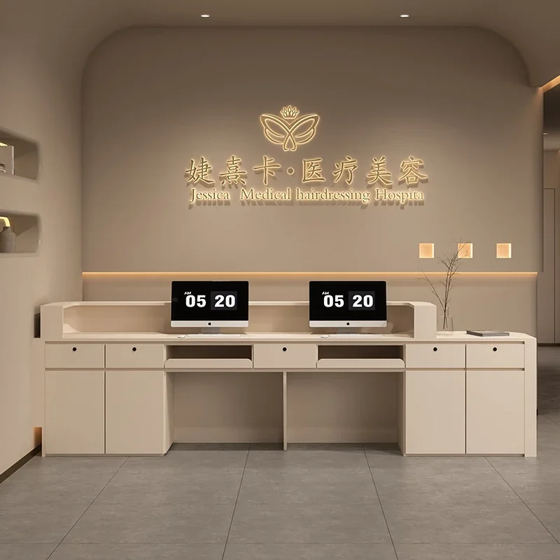 Luxury Modern Storage Beauty Reception Desks Shop Counter Store Reception Desks Aesthetic Comptoir Accueil Modern Furniture