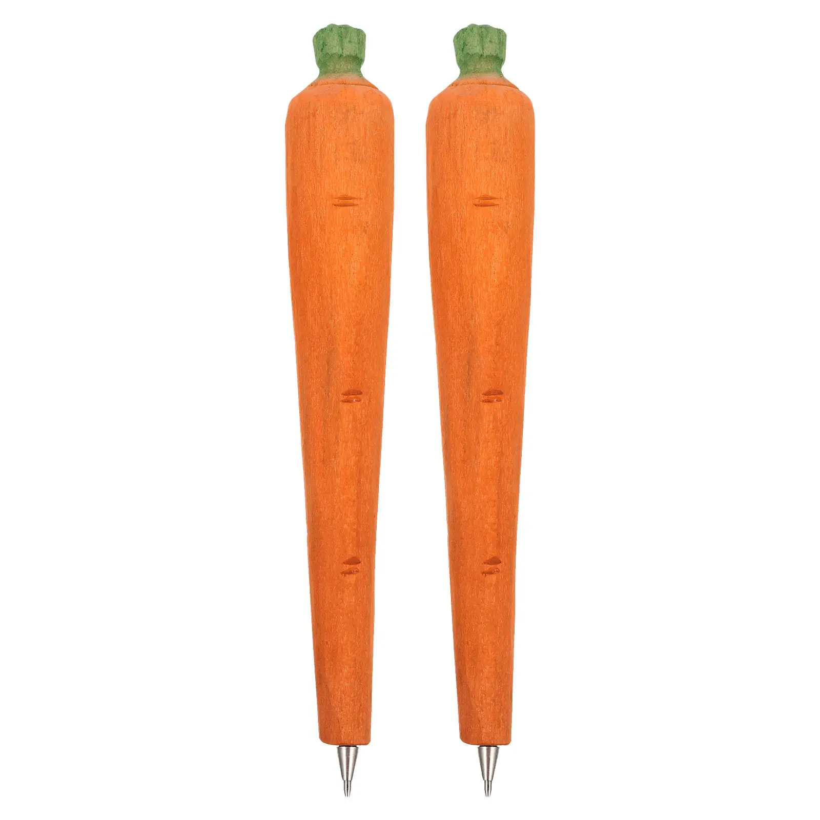 

2 шт. деревянные шариковые ручки в форме моркови, ручная работа, креативные ручки для письма, для школы и офиса, милые мультяшные канцелярские принадлежности, подарок на праздник