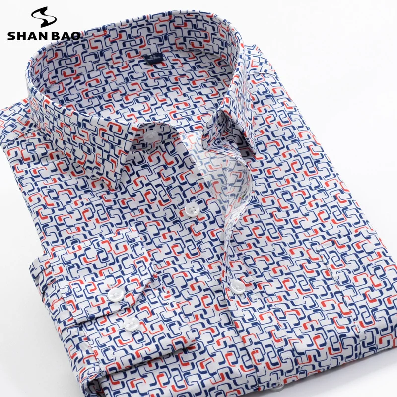 

6XL 7XL 8XL 9XL 10XL spring brand oversized size men's autumn casual long-sleeved shirt geometric pattern printed classic shirt