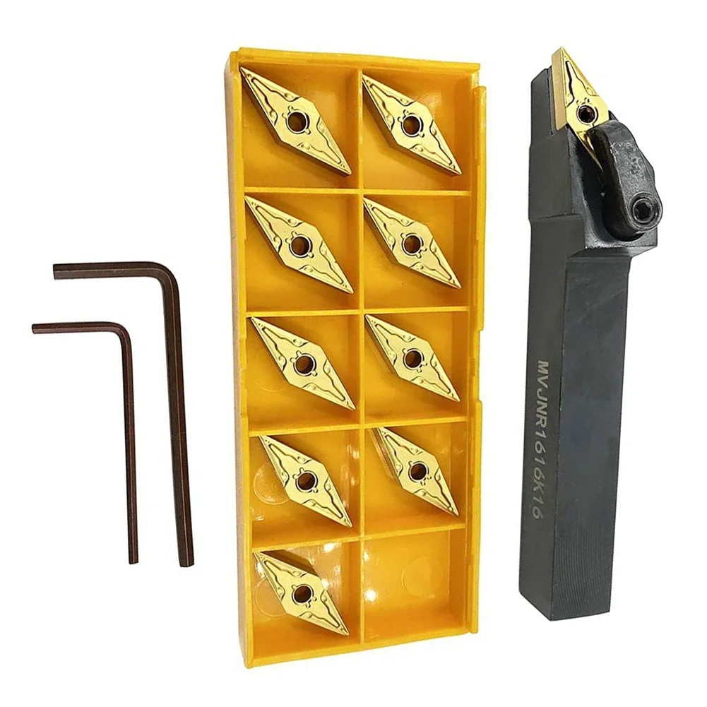 

Держатель токарного инструмента MVJNR1616H16 16 мм с 10 твердосплавными пластинами VNMG160404 для токарных станков и обработок отделки