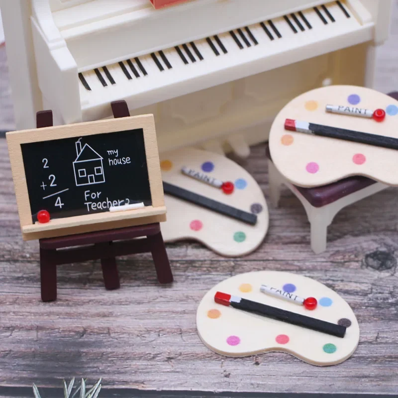 Doll House Mini Wooden Blackboard Wholesale, Miniature Palette Ornament, Pocket Easel Home Decoration Model