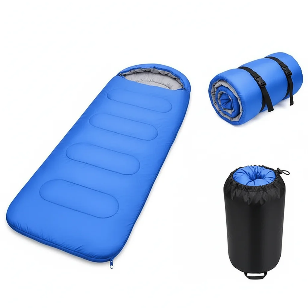 

Спальные мешки COAEXMAZ для взрослых, для холодной погоды, теплые, легкие, портативные, сжимаемые, синего цвета, 4 фунта