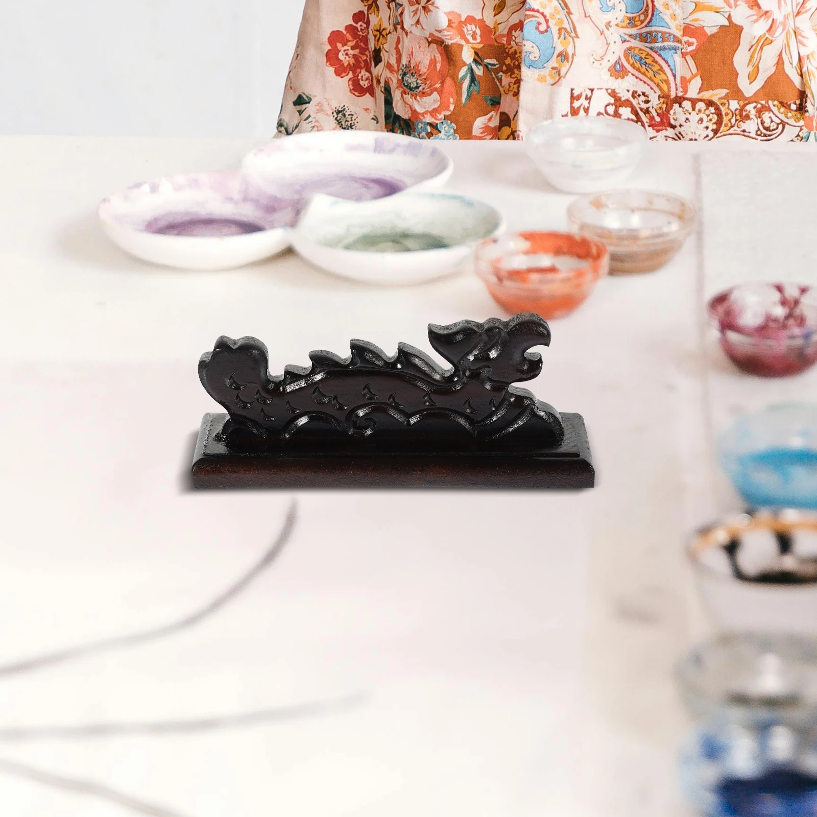 

Faucet Pen Holder Calligraphy Brush Phone Stand Wood Chinese Rack Wooden Rest Sumi