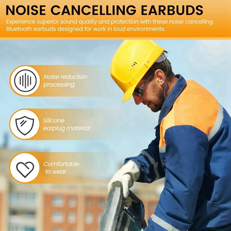 2PCS Earphone Bluetooth Ear Plugs For Work, Noise Suppression, Hearing Protection, Construction Sites, Noisy Places