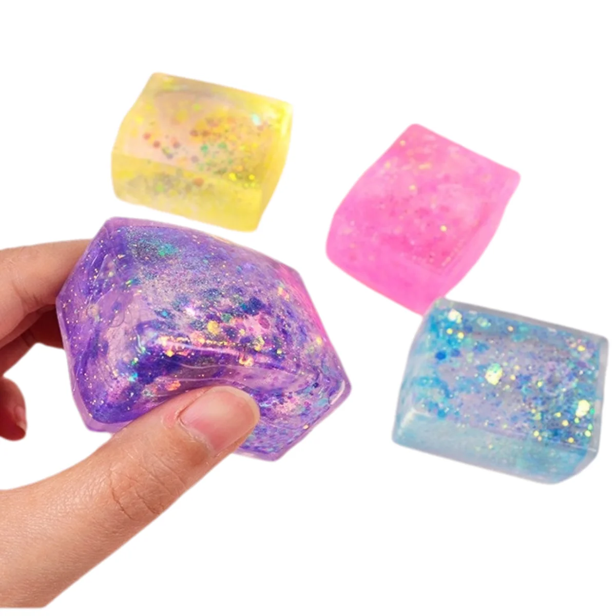 Maltose Simulated Tofu Small Ice Cubes Anti Stress Slow Rebound Polar Light Colorful Squeeze TPR Block Decompression Toy