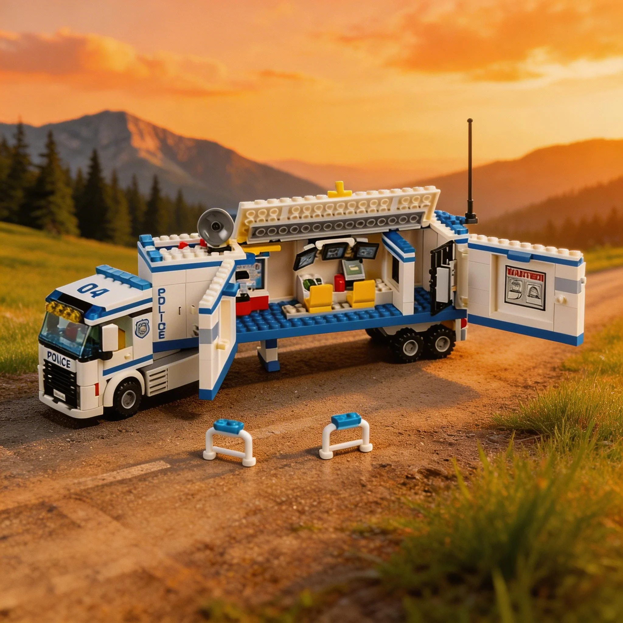 

The new city police mobile unit trailer control room monitoring screen 10420 building blocks toy bricks