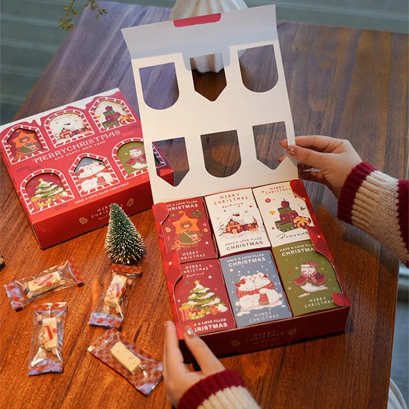 

6PC Empty Box Christmas Advent Calendar Gift Boxes Kid Merry Christmas Paper Box for Snowflake Crisp Nougat Biscuits Navidad2025