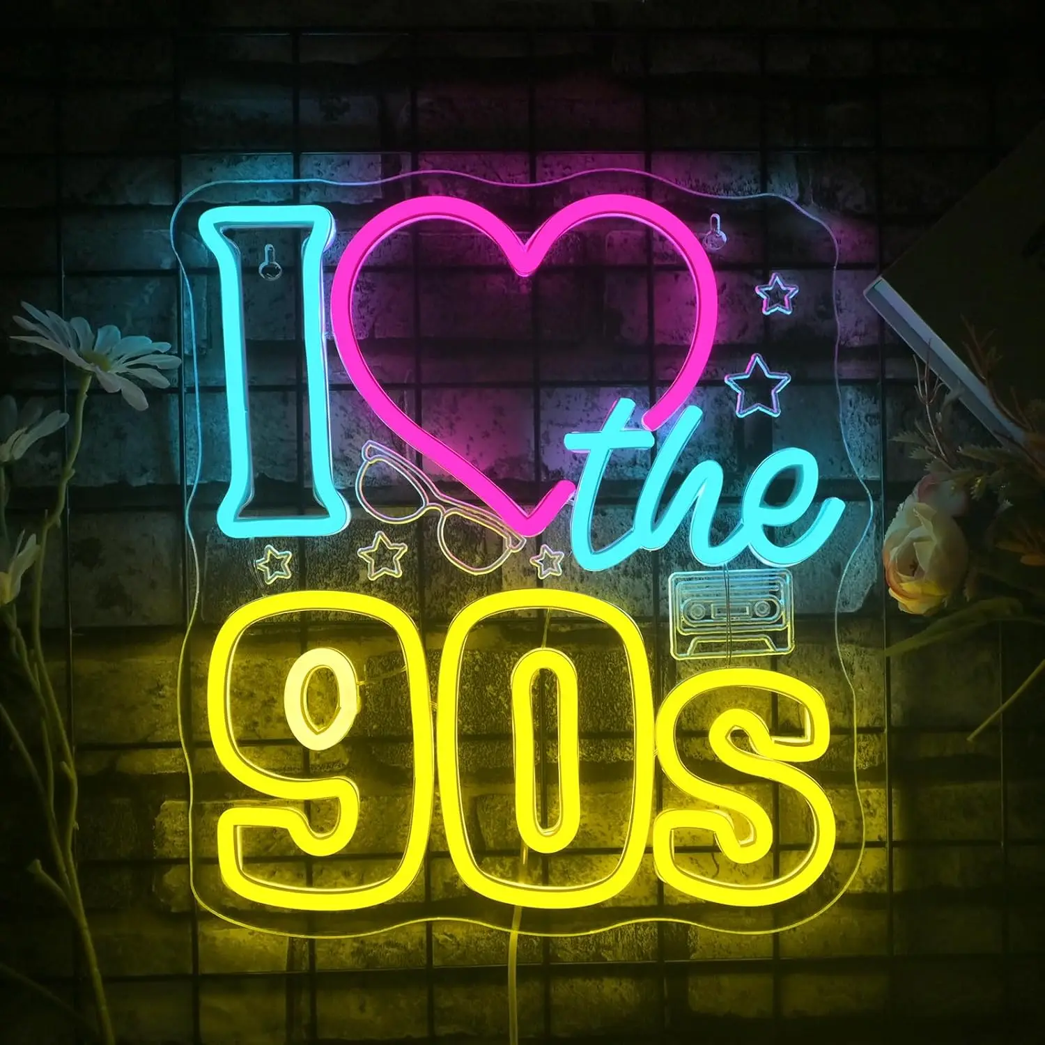 

Dimmable 90S Retro Neon Sign Colorful Led Wall Decor for Home Bar Vintage 90S Themed Party Background Decoration