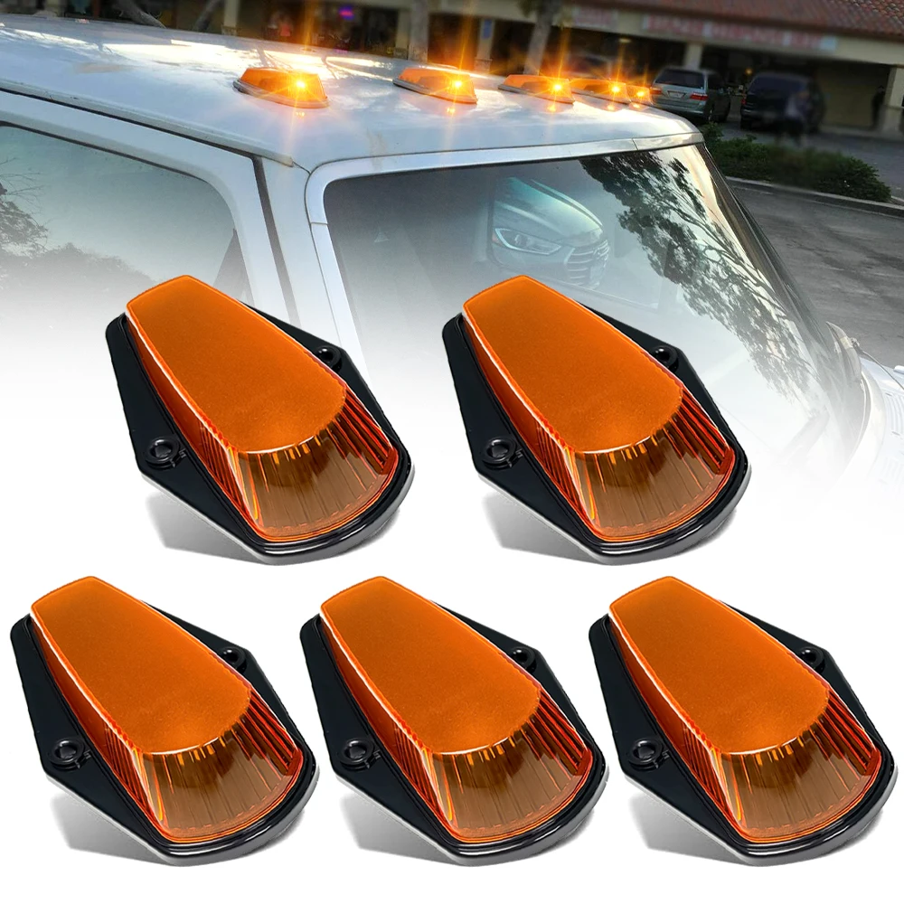 

PSEQT 5Pcs Cab Roof Marker Lights Amber LED Top Clearance Marker Light For 1980-1997 Ford F150 F250 F350 Super Duty Truck