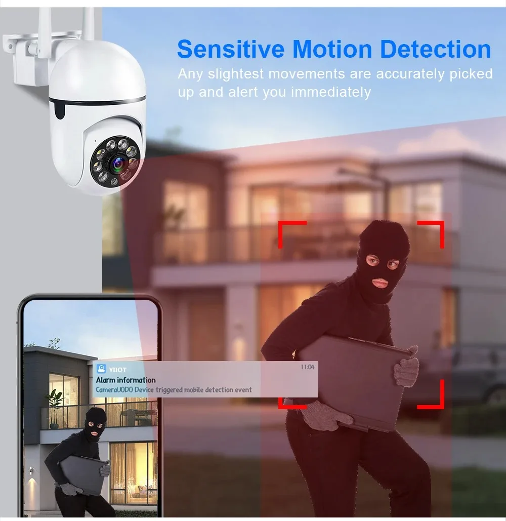 Home 1080P CAM تطبيق كاميرا متحركة 1MP واي فاي كاميرا كاميرا مراقبة للمنزل مع رؤية ليلية صوت ثنائي الاتجاه 2.4 جيجا هرتز