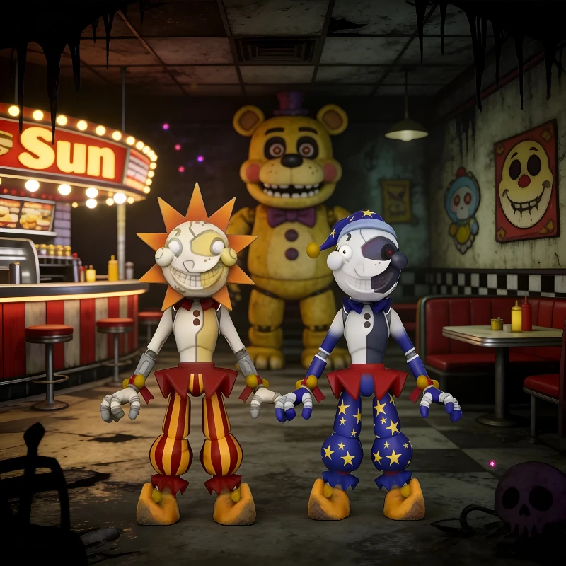 Figura de Acción Articulada de Sun Moon, Asistente de Guardería, de FNAF Security Breach, Juguete Coleccionable, Modelo de Juego de Terror, Muñeca, Adorno, Regalos