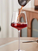 450ml Square Burgundy Wine Glasses Set - Luxury Crystal Goblets, Modern Stemware for Home Bar & Elegant Dinner Parties