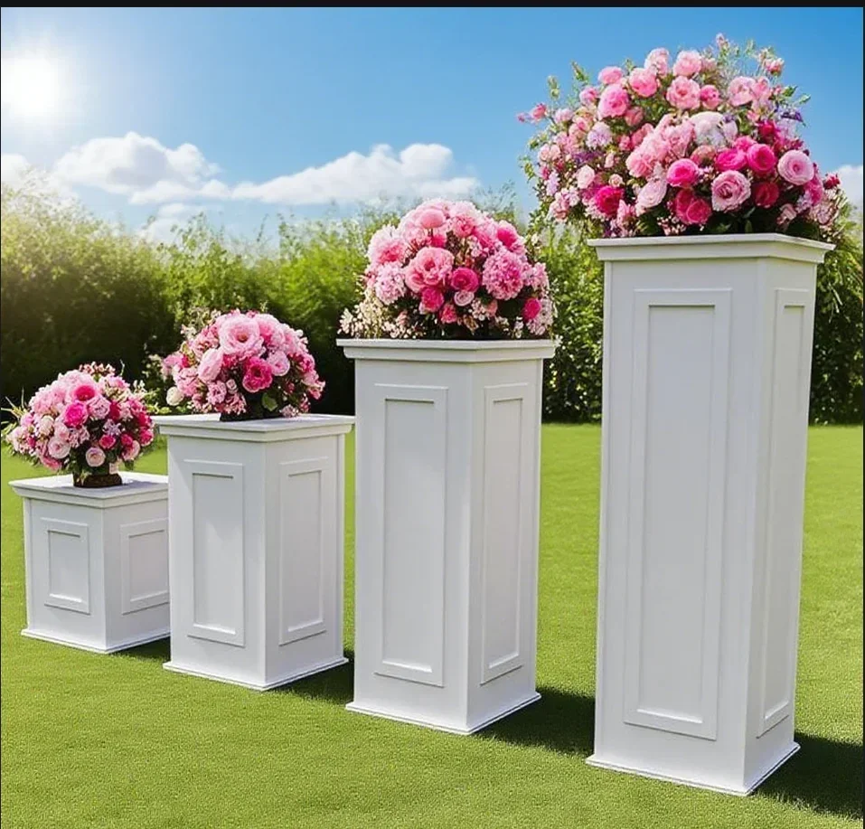 

Wedding Roman White PVC Cake Plinth Stand Party Backdrop Plinths Stand Display Party Decors