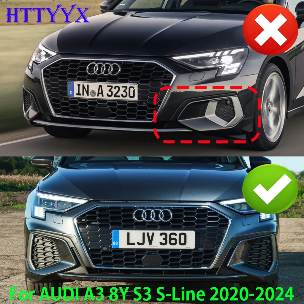 Car Front Bumper Splitter Lip Diffuser Body Kit Spoiler Guard For Audi A3 S3 8Y Quattro S-Line 2020 2021 2022 2023 2024