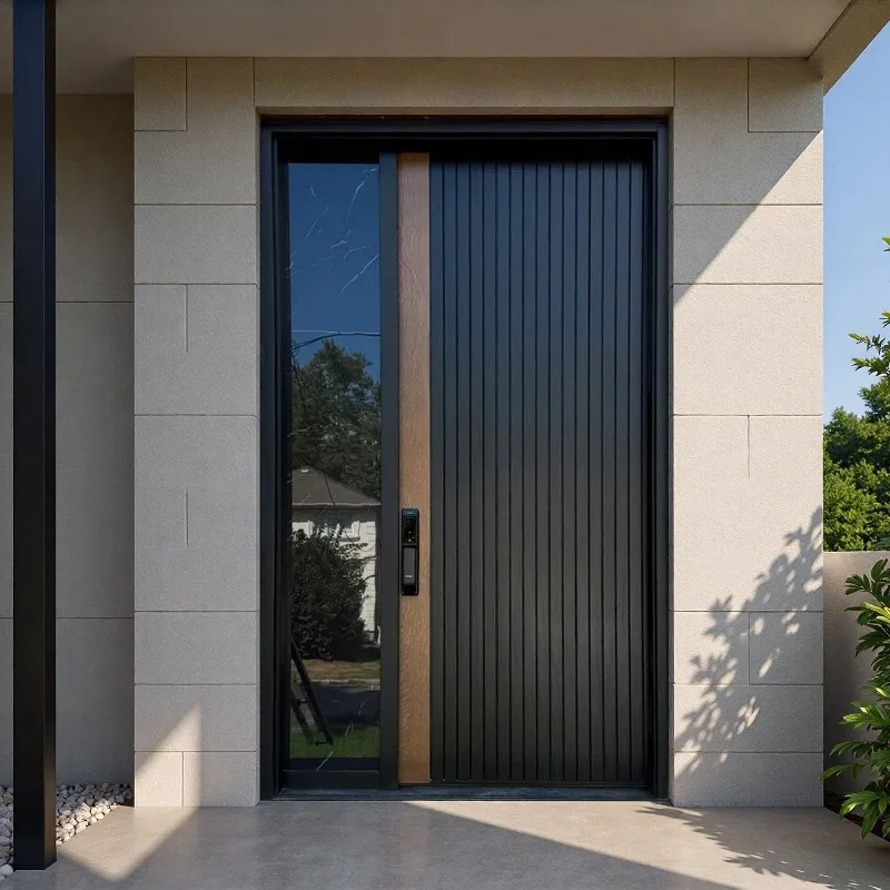 Custom Cast Aluminum Offset Pivot Entry Door, Minimalist Sintered Stone Pivot Gate for Villa & Residence