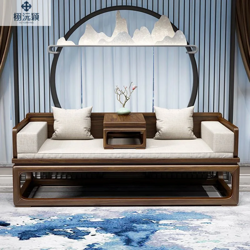 LMMM solid wood new Chinese minimalist living room small apartment sofa combination Zen push-pull