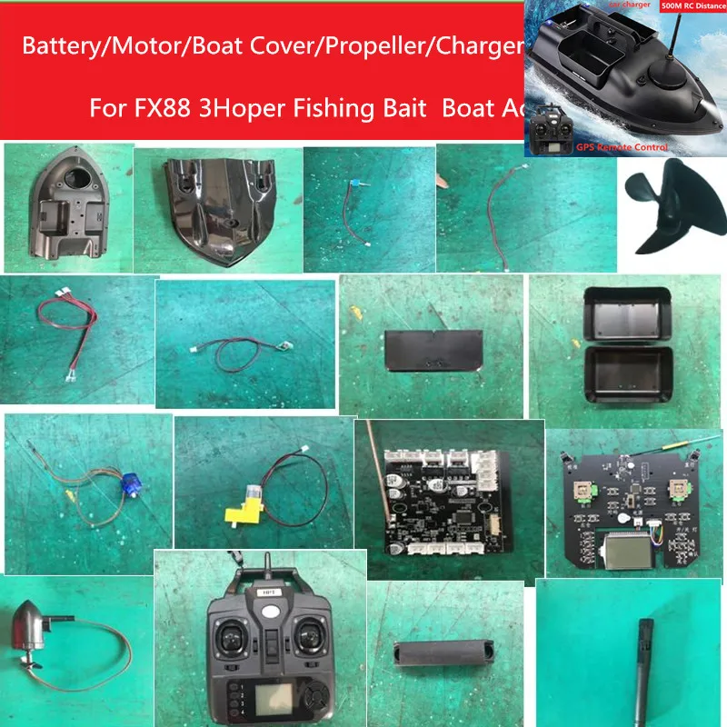 500M DistanceRC Fishing Bait Boat FX88 Spare Parts 7.4V 13600mah battery/Cover/Charger/Receiver/Remote Control/Motor GPS Boat