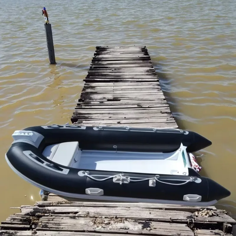 SST RIB300 11ft Aluminum Rigid Inflatable Boat 4-Person Eco-Friendly Lightweight Durable Stable Fishing Drifting Water