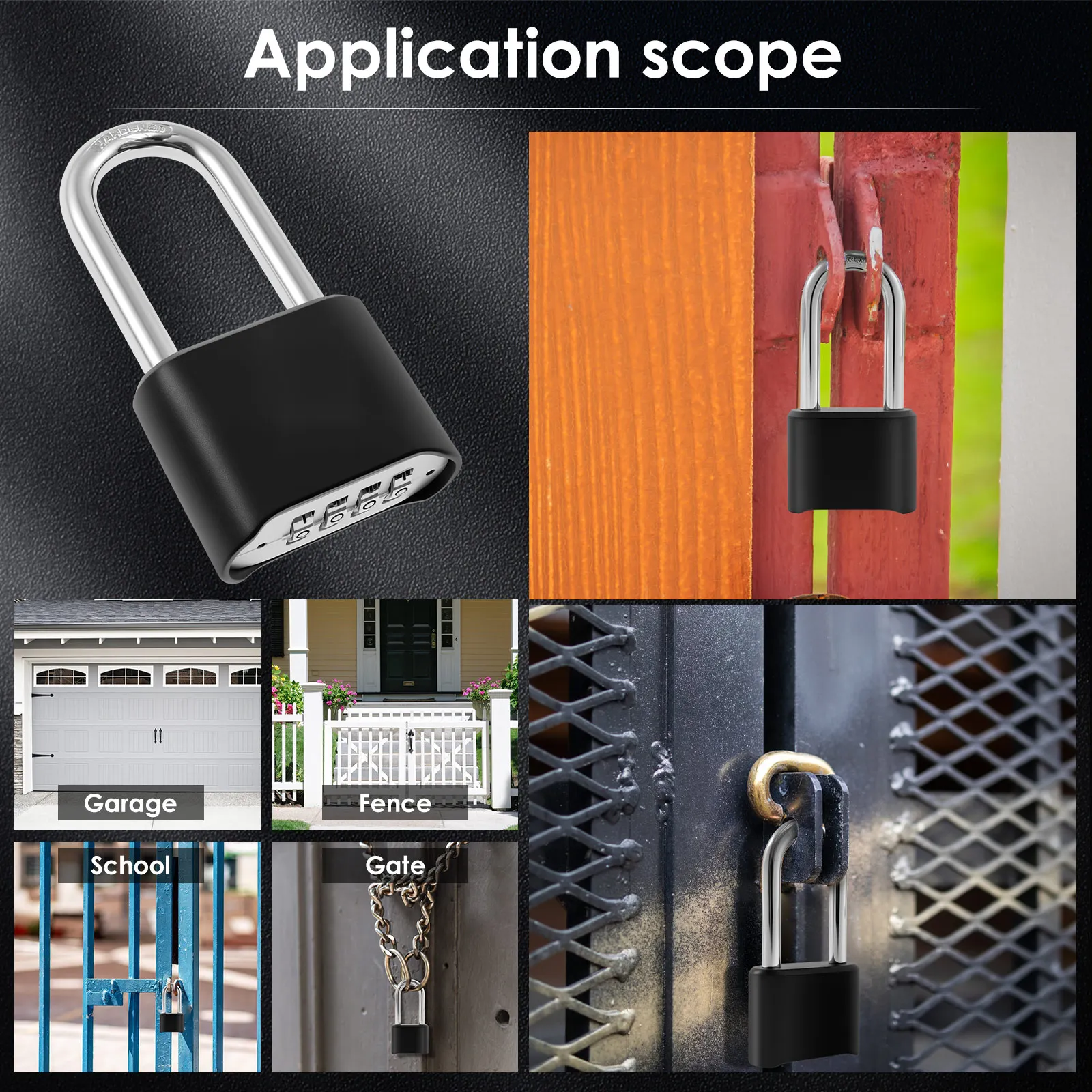 الثقيلة قفل مجمع تكبل طويل 8 مللي متر سميكة 4 أرقام قفل خزانة مانعة لتسرب الماء في الهواء الطلق قفل مجمع للبوابة ، سقيفة #6