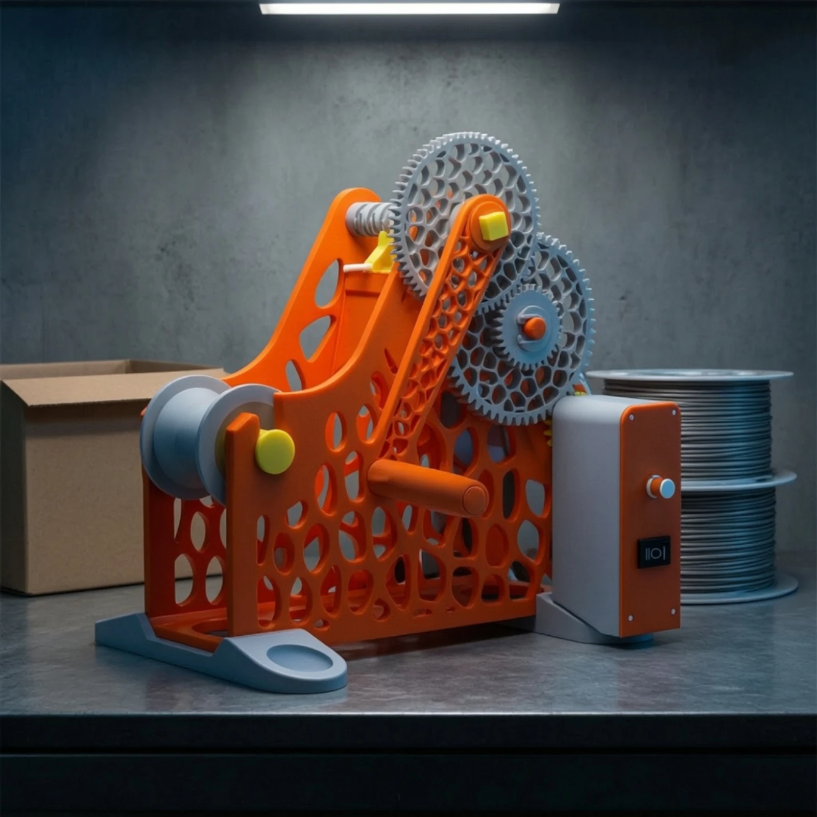 Filament Spool Winder with Electric Drive Gear-Driven 3D Printer Filament Winder Machine Compact Device Desktop for Makers