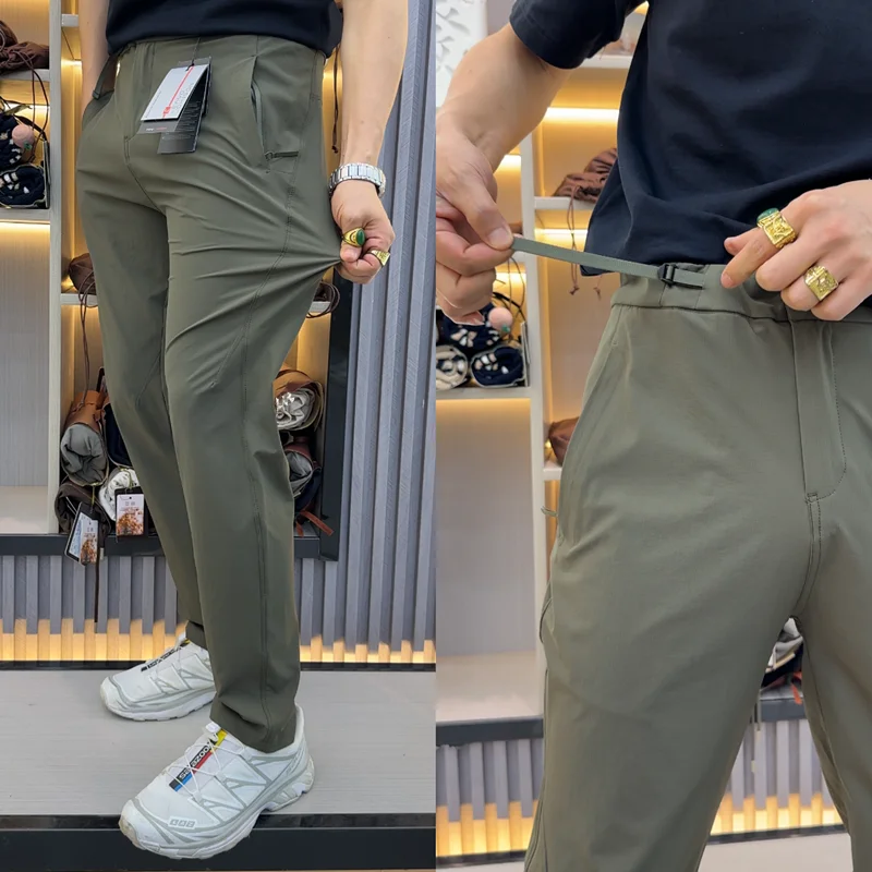 Leavo Johnson High-End Drawstring Waist Adjustment Lightweight Breathable Elastic Casual Pants Men Spring Summer Straight Leg
