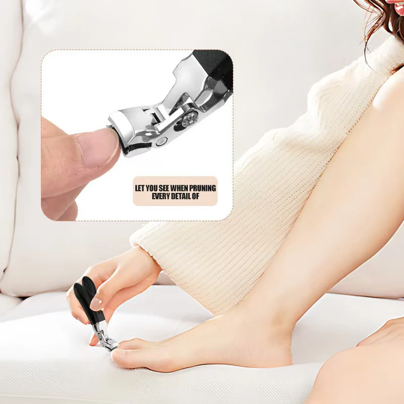 Obcinaczki do paznokci u stóp i paznokci, wytrzymałe obcinaczki do paznokci u stóp z długim uchwytem do grubych paznokci, dla kobiet i mężczyzn, długi uchwyt, czarne.