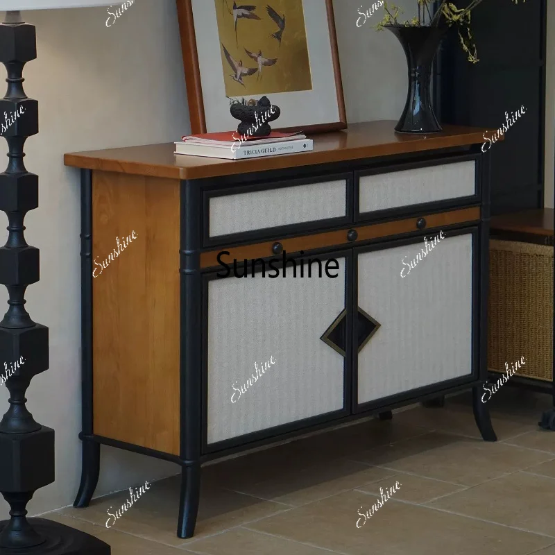 Solid wood antique living room sofa storage integrated storage against the wall dining side cabinet